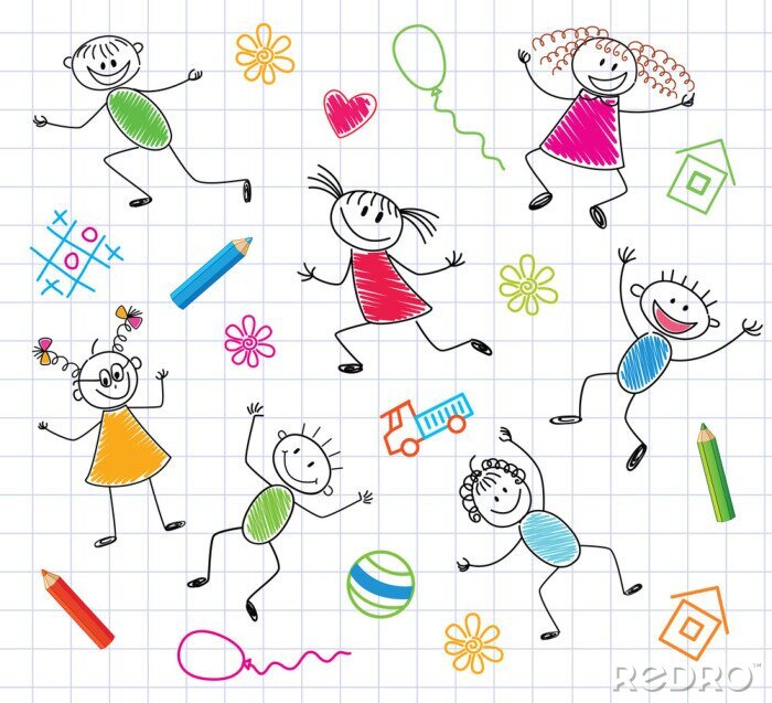 Fototapete Zeichnungen aus Notizheft