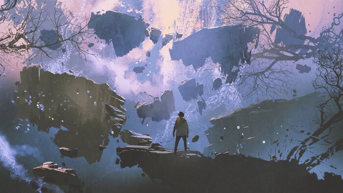 Fototapete Zerfallende Welt im Fantasy-Stil