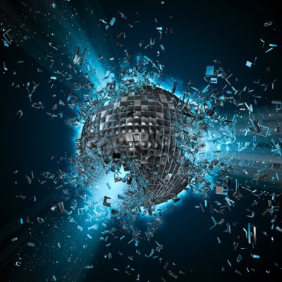 Fototapete Zerschmetterte schwebende Kugel