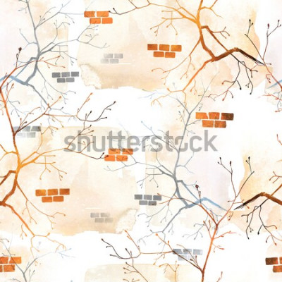 Fototapete Ziegelmauer mit gemalter Abstraktion