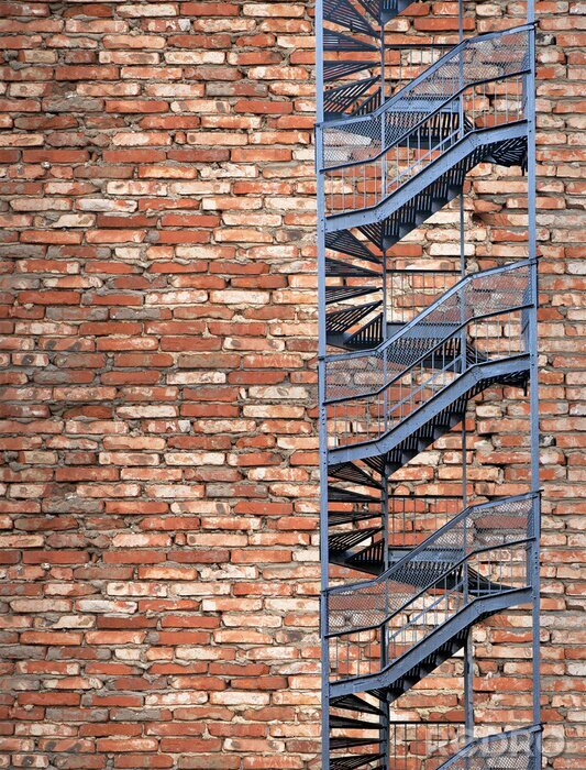 Fototapete Ziegelwand mit einer Treppe