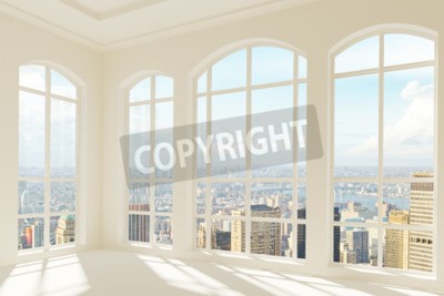 Fototapete Zimmer mit ausblick auf stadt