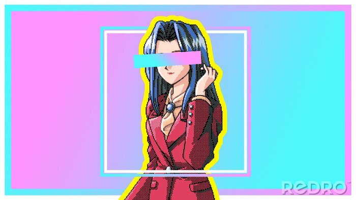 Fototapete Zine anime japanese girl with censored eyes