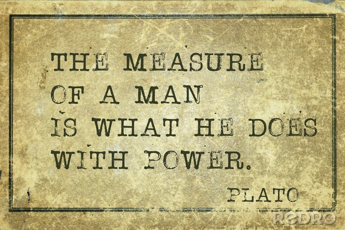 Fototapete Zitat über die Stärke eines Mannes nach Platon