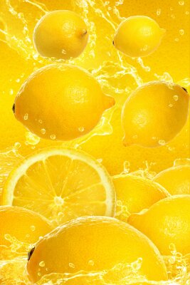 Fototapete Zitronen auf gelbem Hintergrund