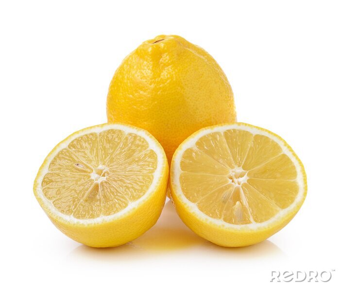 Fototapete Zitronen auf weißem Hintergrund