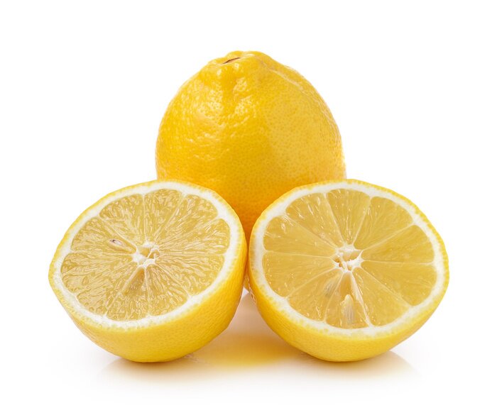 Fototapete Zitronen auf weißem Hintergrund