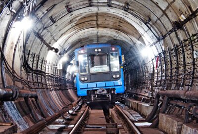 Fototapete Zug im Tunnel 3D