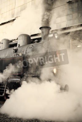 Fototapete Zug in Dampf-Wolken