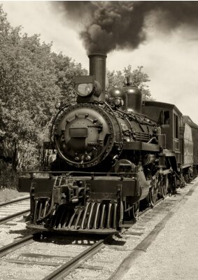 Fototapete Zug Lokomotiven in schwarzen Farben