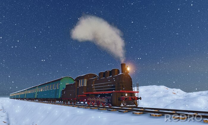 Fototapete Zug und Sternenhimmel