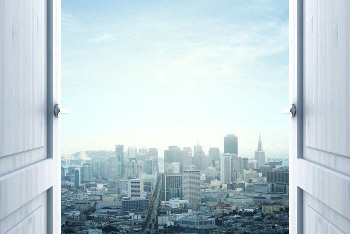 Fototapete Zur Metropole geöffnete Tür