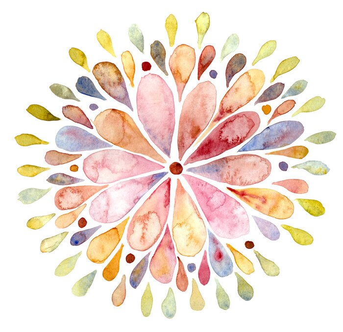 Fototapete Zusammenfassung Bunte Aquarell Sonne