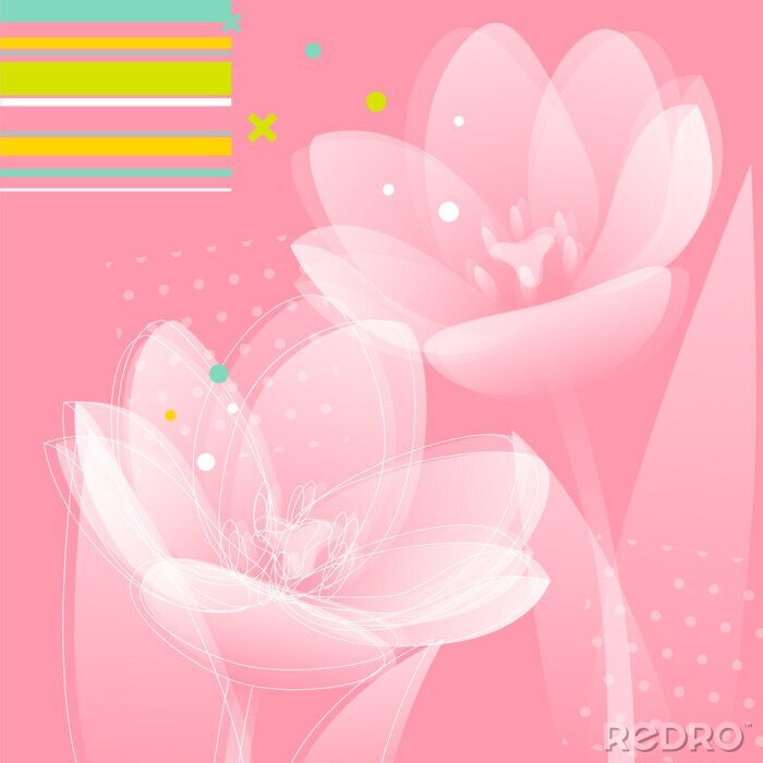Fototapete Zusammenfassung Frühjahr Hintergrund mit zarten Blumen Tulpe