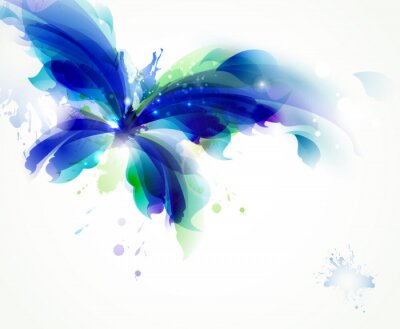 Zusammenfassung Schmetterling mit blauen und cyan blots