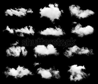 Fototapete Zusammensetzung von Wolken vor schwarzem Hintergrund