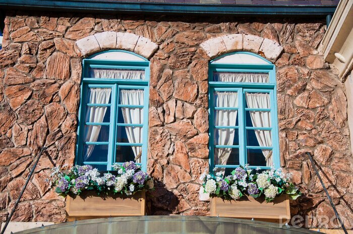 Fototapete Zwei fenster auf backstein