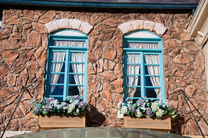 Fototapete Zwei fenster auf backstein