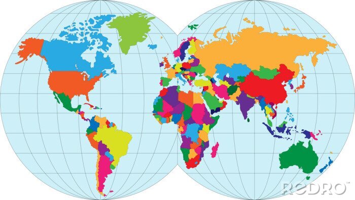 Fototapete Zwei Halbkugeln mit Weltkarte