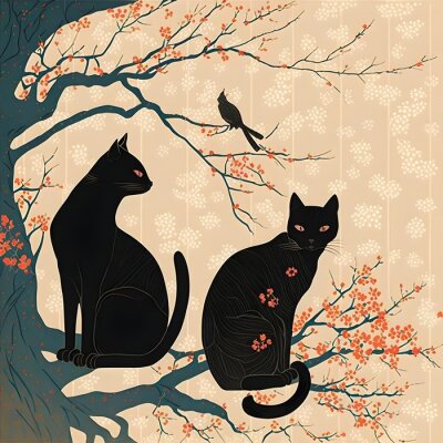 Zwei schwarze Katzen