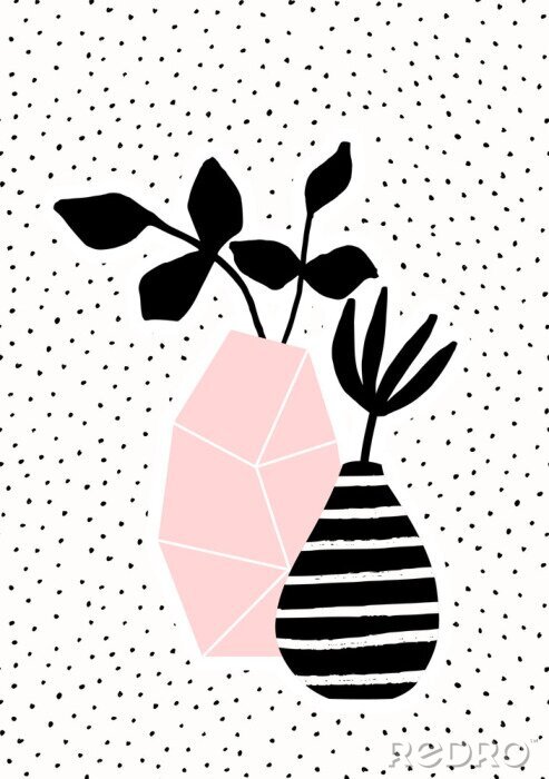 Fototapete Zwei Vasen im skandinavischen Stil