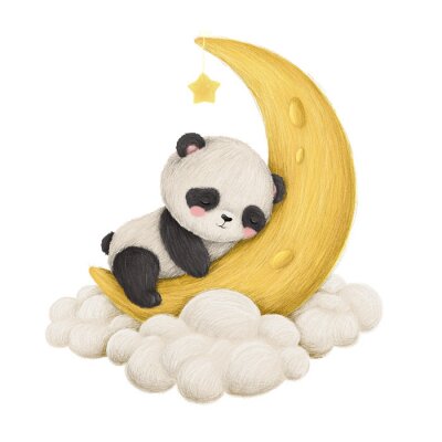 Panda Auf dem Mond schlafender Panda