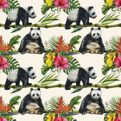 Panda Muster mit Pandas auf Bambuszweigen