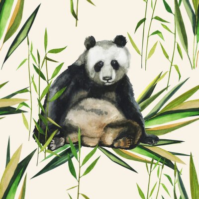 Panda Panda inmitten von Bambusblättern