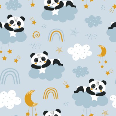 Panda Pandas auf Wolken liegend