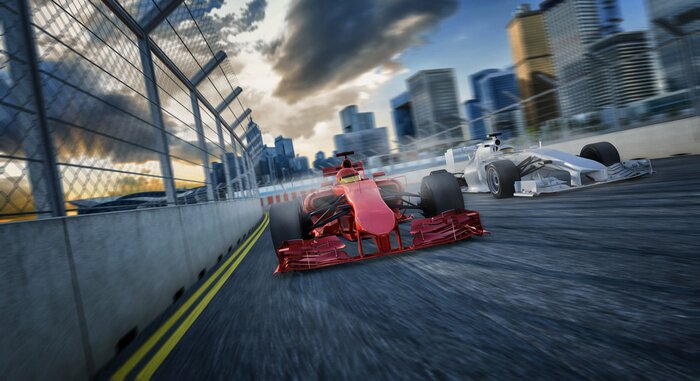 Poster 2 Formel Rennwagen von Vorne