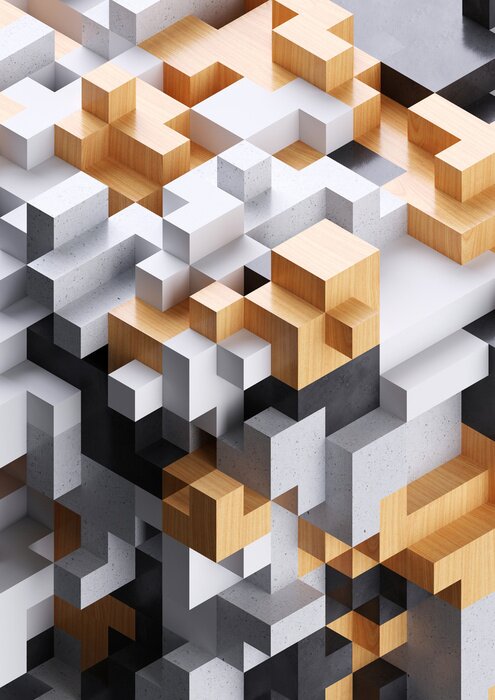 Poster 3d Effekt dreifarbiges Puzzle