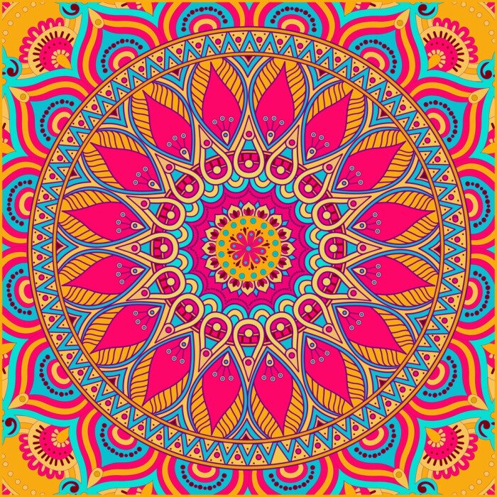 Poster 3D farbgesättigtes orientalisches Mandala