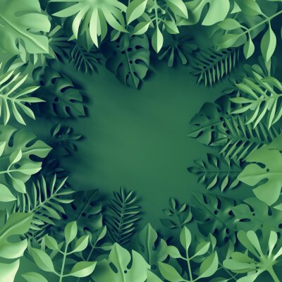 3d floraler Rahmen aus grünen Blättern