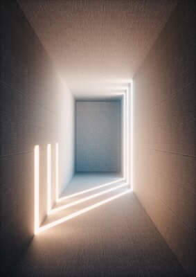 Poster 3d Korridor mit Lichtstreifen