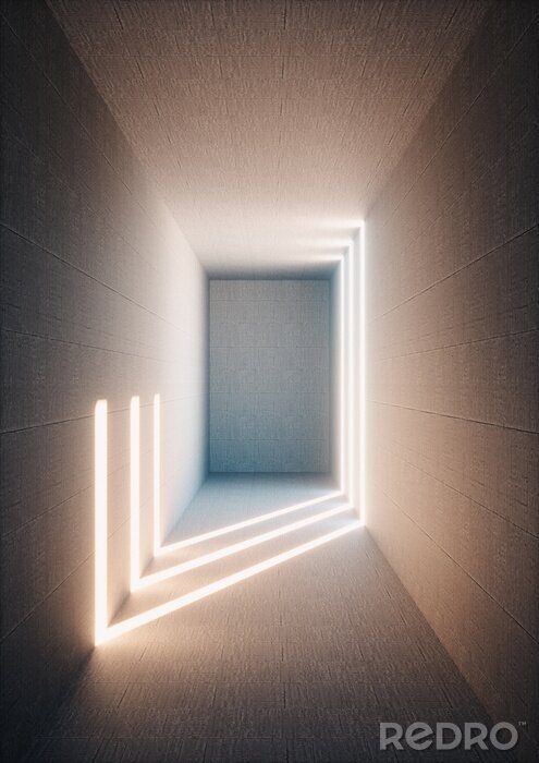 Poster 3d Korridor mit Lichtstreifen
