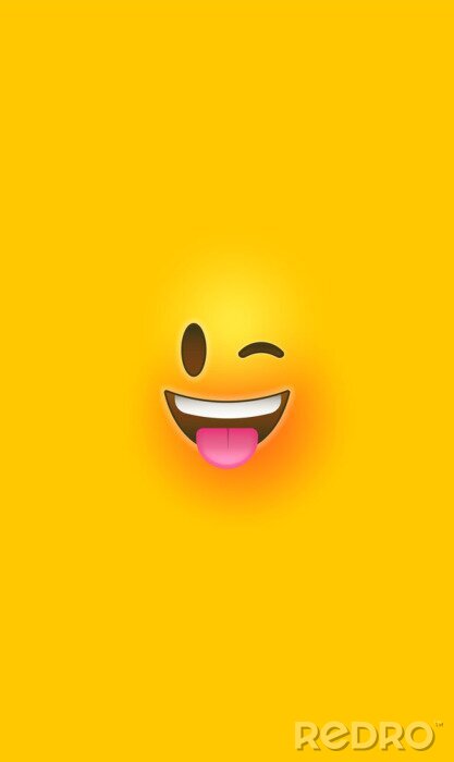 Poster 3d Smiley mit herausgestreckter Zunge