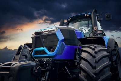 3d Traktor blau