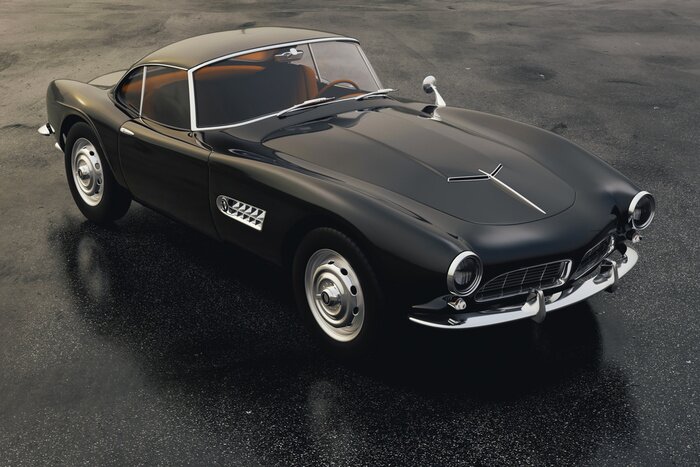 Poster 3d vintage beautiful black sport car