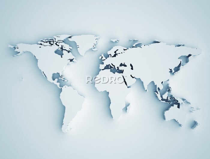 Poster 3D-Weltkarte im Grafikstil