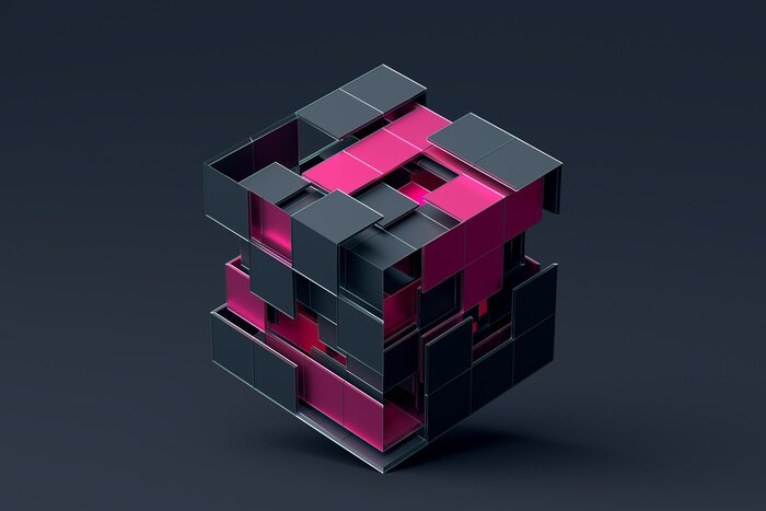 Poster 3d-Würfel grau-rosa Design