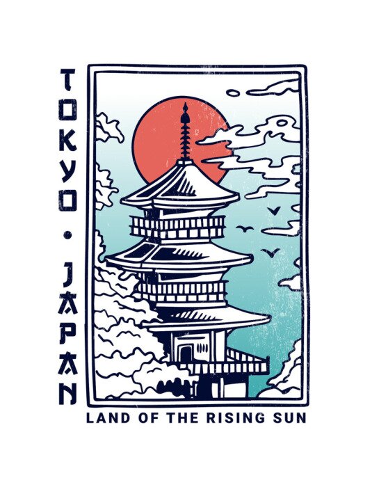 Poster Abbildung mit einem Tempel