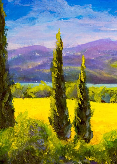 Poster Abbildung Toskana und Zypressen