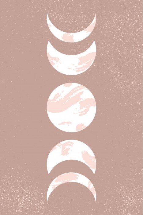 Poster Abstract contemporary aesthetic background with Moon phases. Pastel beige colors. Boho neutral wall decor. Mid century modern minimalist art print. Organic natural shapes. Magic concept.