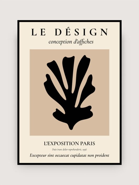 Poster Abstract contemporary art. Modern poster, wall decor mid century aesthetic, Matisse inspired shape. Vector illustration