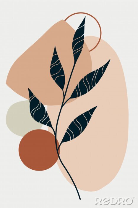 Poster Abstract creative universal artistic template. Abstract modern print. Wall art. Poster. Business card. Minimal leaves.