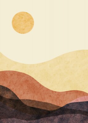 Abstract mountain landscape, Minimalist design. Abstract water color. vector background illustration.