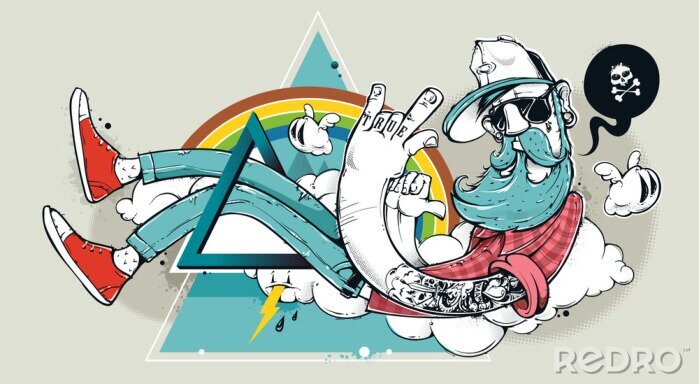 Poster Abstrakt Graffiti hipster