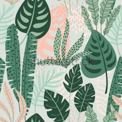 Poster Abstrakt Natur tropisch in Pastelltönen