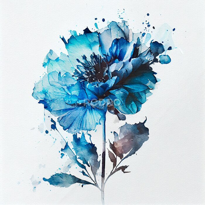 Poster Abstrakte blaue Blume