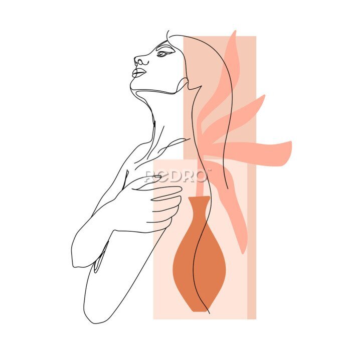 Poster Abstrakte Frau mit geometrischen Formen